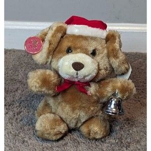 NWT 8" VINTAGE RUSS BERRIE KRINGLE MUSICAL WIND UP PUPPY DOG STUFFED ANIMAL